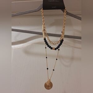 Gold and Black Layered Necklace NWT Ophelia Rose